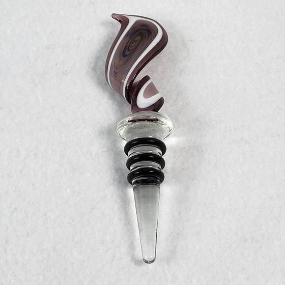 Murano Other - Wine Bottle Stopper Murano Italian Swirl Art Glass Purple Brown Blue Girl Night
